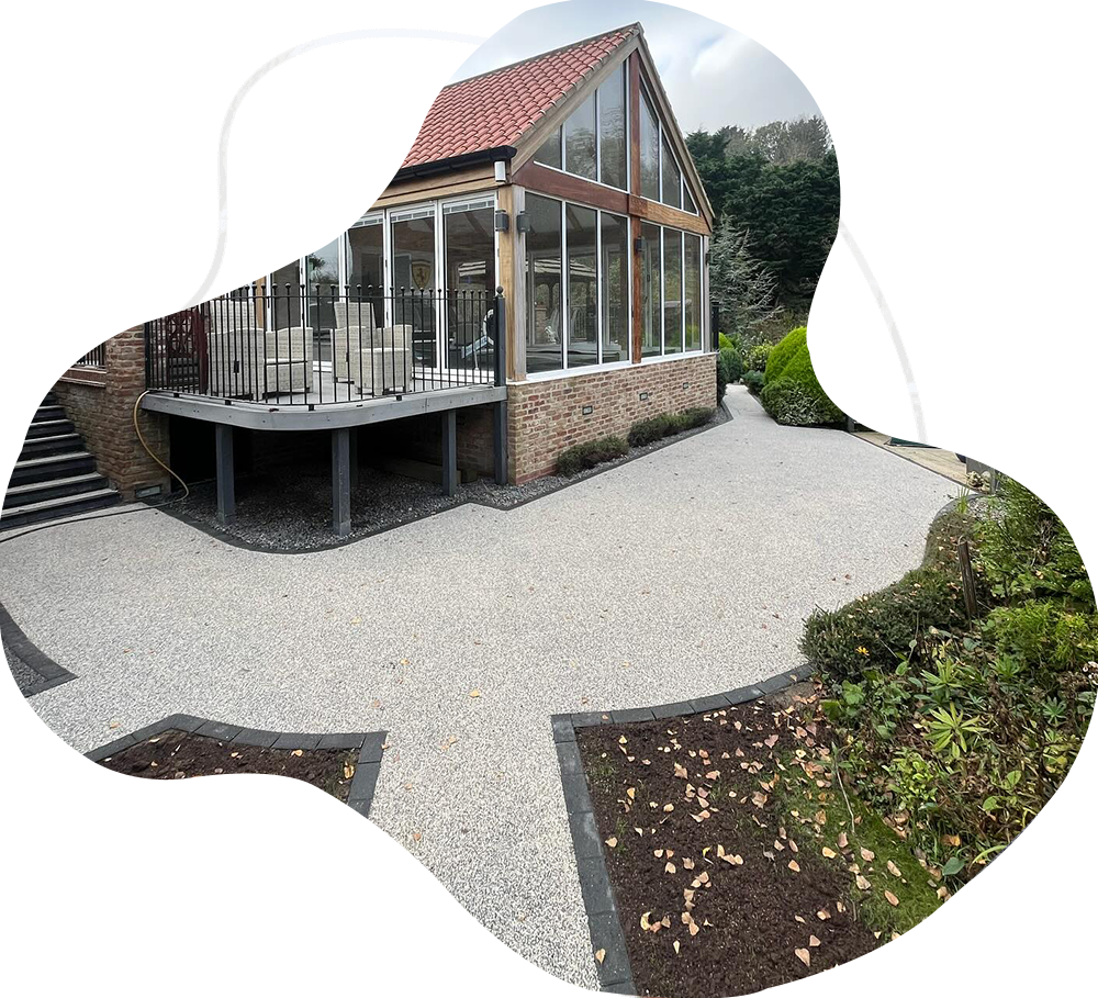 Tarmac patio installation by North East Surfacing LTD, showcasing customization, durability, and stylish design options.